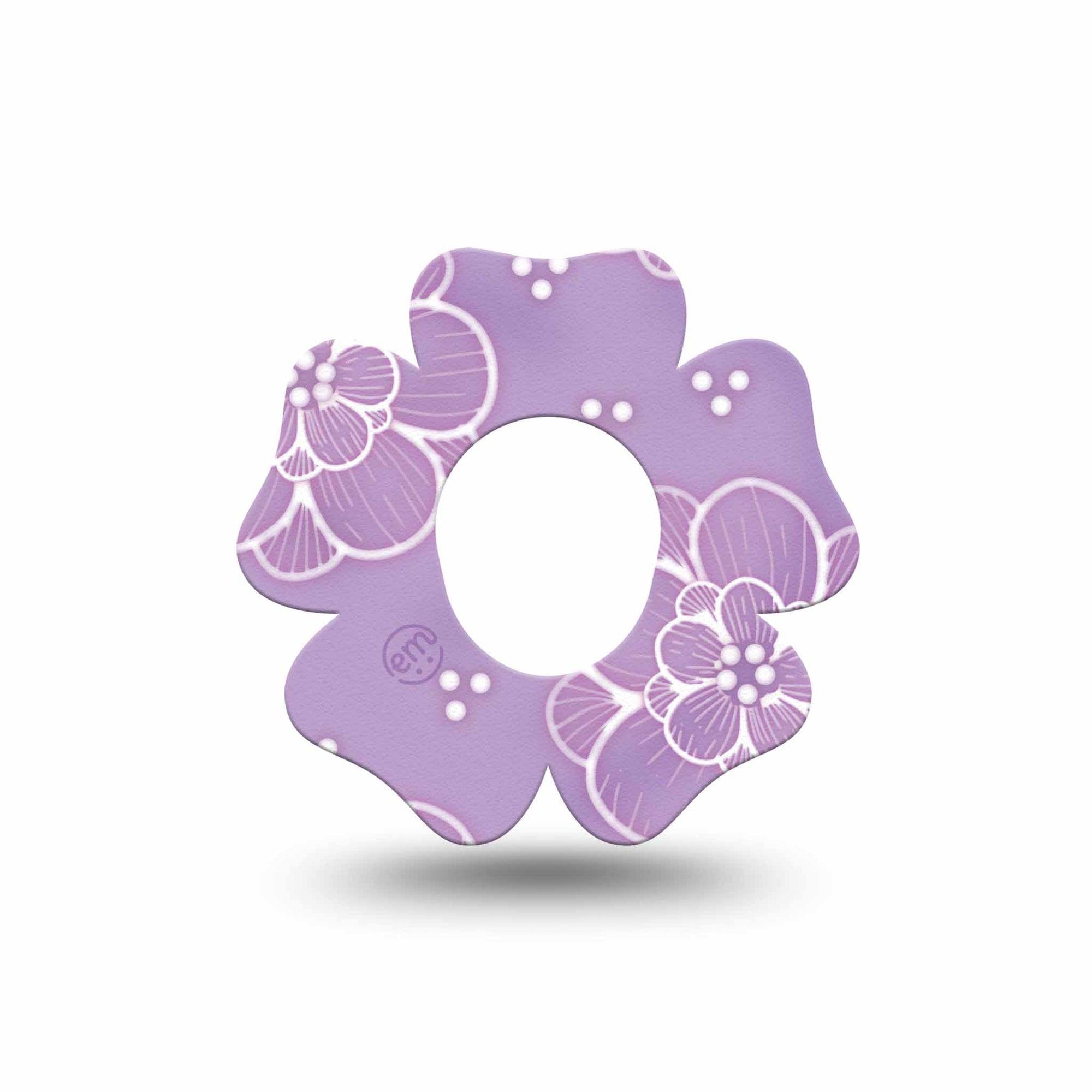 ExpressionMed Purple Flowers Dexcom G7 Flower Shape Tape, Dexcom Stelo Glucose Biosensor System, Single Tape Pastel Purple Florals, Adhesive Tape CGM Design