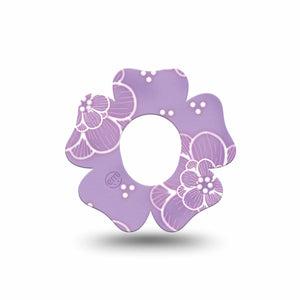 ExpressionMed Purple Flowers Dexcom G7 Flower Shape Tape, Dexcom Stelo Glucose Biosensor System, Single Tape Pastel Purple Florals, Adhesive Tape CGM Design