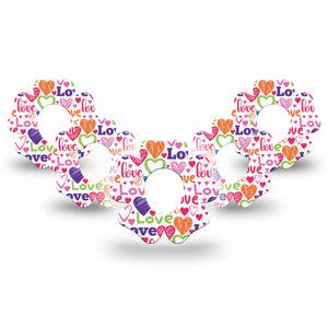 ExpressionMed Abundance of Love Dexcom G7 Flower Shape Tape, Dexcom Stelo Glucose Biosensor System, 5-Pack Tape Colorful Valentine's Day, Plaster CGM Design