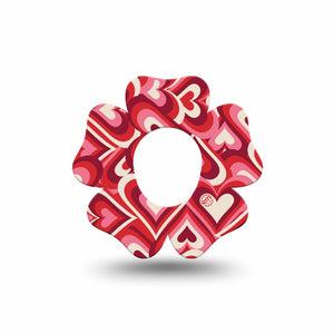 ExpressionMed Valentine Hearts Dexcom G7 Flower Shape Tape, Dexcom Stelo Glucose Biosensor System, Single Tape Psychedelic Hearts Inspired, Adhesive Tape CGM Design