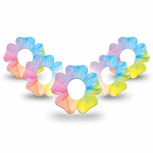 ExpressionMed Rainbow Flower  Dexcom G7 Flower Shape Tape, Dexcom Stelo Glucose Biosensor System, 5-Pack Tape Ombre Rainbow Floral, Adhesive Tape CGM Design