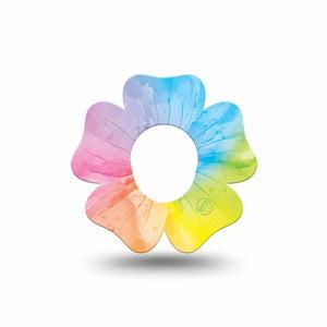 ExpressionMed Rainbow Flower  Dexcom G7 Flower Shape Tape, Dexcom Stelo Glucose Biosensor System, Single Tape Gradient Rainbow Flower, Adhesive Tape CGM Design