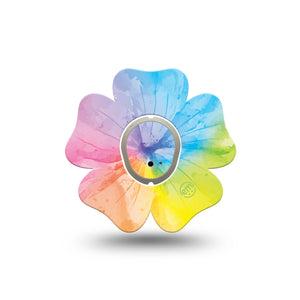 ExpressionMed Rainbow Flower  Dexcom G7 Flower Shape Tape, Dexcom Stelo Glucose Biosensor System, Single Tape and Single Sticker Flower Shape Rainbow, Adhesive Tape CGM Design