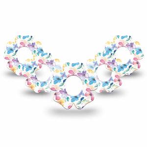 ExpressionMed Luminous Florals Dexcom G7 Flower Shape Tape, Dexcom Stelo Glucose Biosensor System, 5-Pack Tape Pastel Multicolored Petals, Adhesive Tape CGM Design