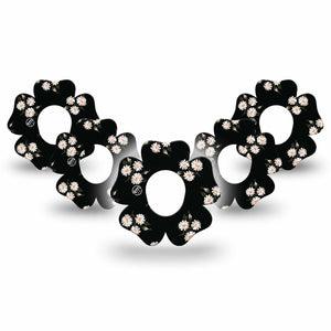 ExpressionMed Black Daisies Dexcom G7 Flower Shape Tape, Dexcom Stelo Glucose Biosensor System, 5-pack Tape White Daisy Black Print, Adhesive Tape CGM Design