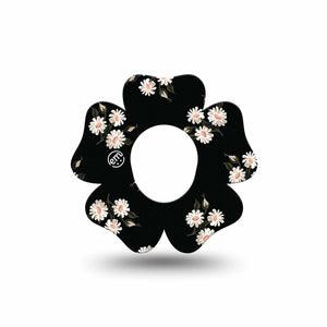 ExpressionMed Black Daisies Dexcom G7 Flower Shape Tape, Dexcom Stelo Glucose Biosensor System, Single Tape Grungy Daisy Florals, Adhesive Tape CGM Design