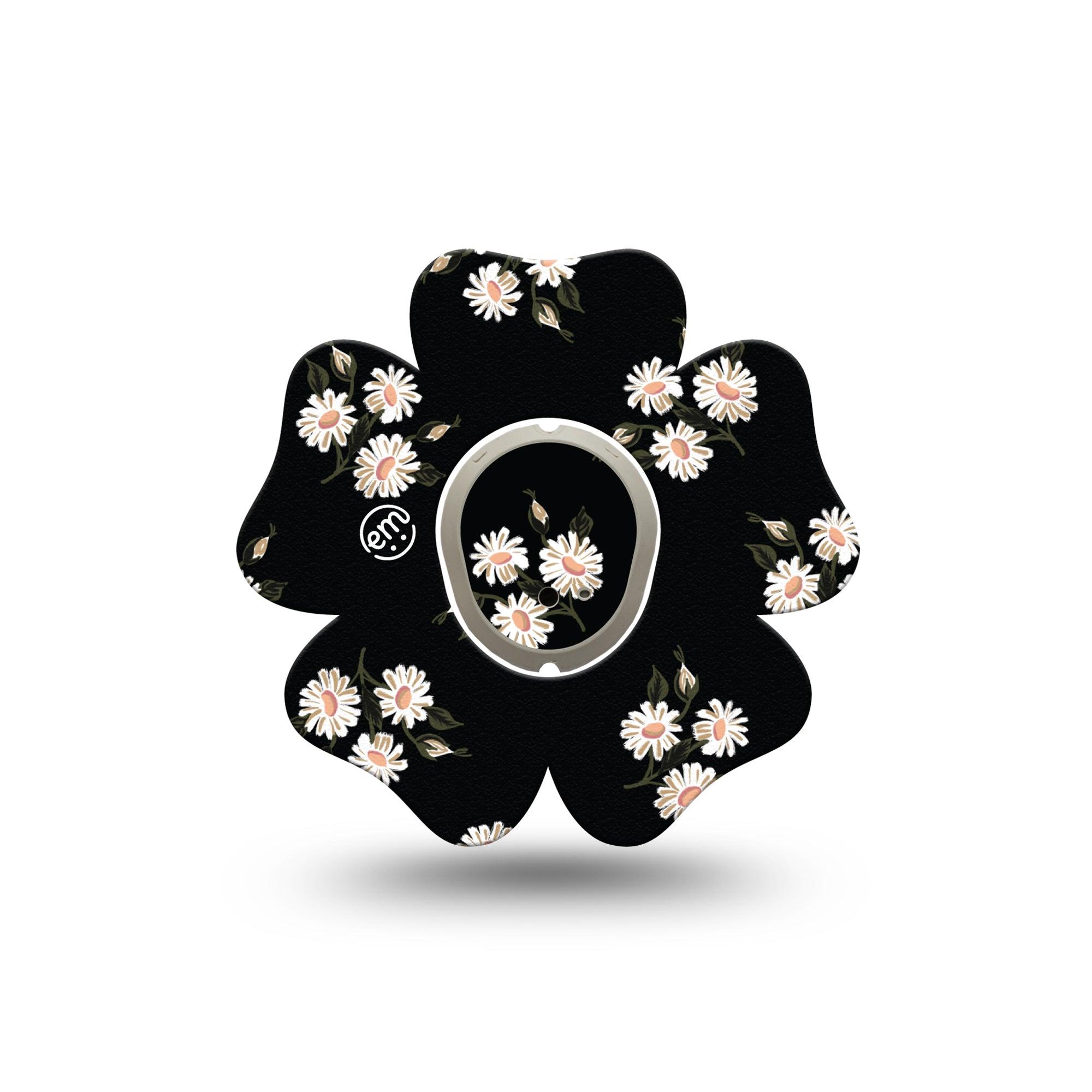 ExpressionMed Black Daisies Dexcom G7 Flower Shape Tape, Dexcom Stelo Glucose Biosensor System, Single Tape and Single Sticker Small Daisy Blossoms, Adhesive Tape CGM Design