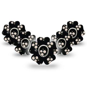 ExpressionMed Black Daisies Dexcom G7 Flower Shape Tape, Dexcom Stelo Glucose Biosensor System, 5-Pack Tape and 5-Pack Sticker Small White Daisies, Adhesive Tape CGM Design