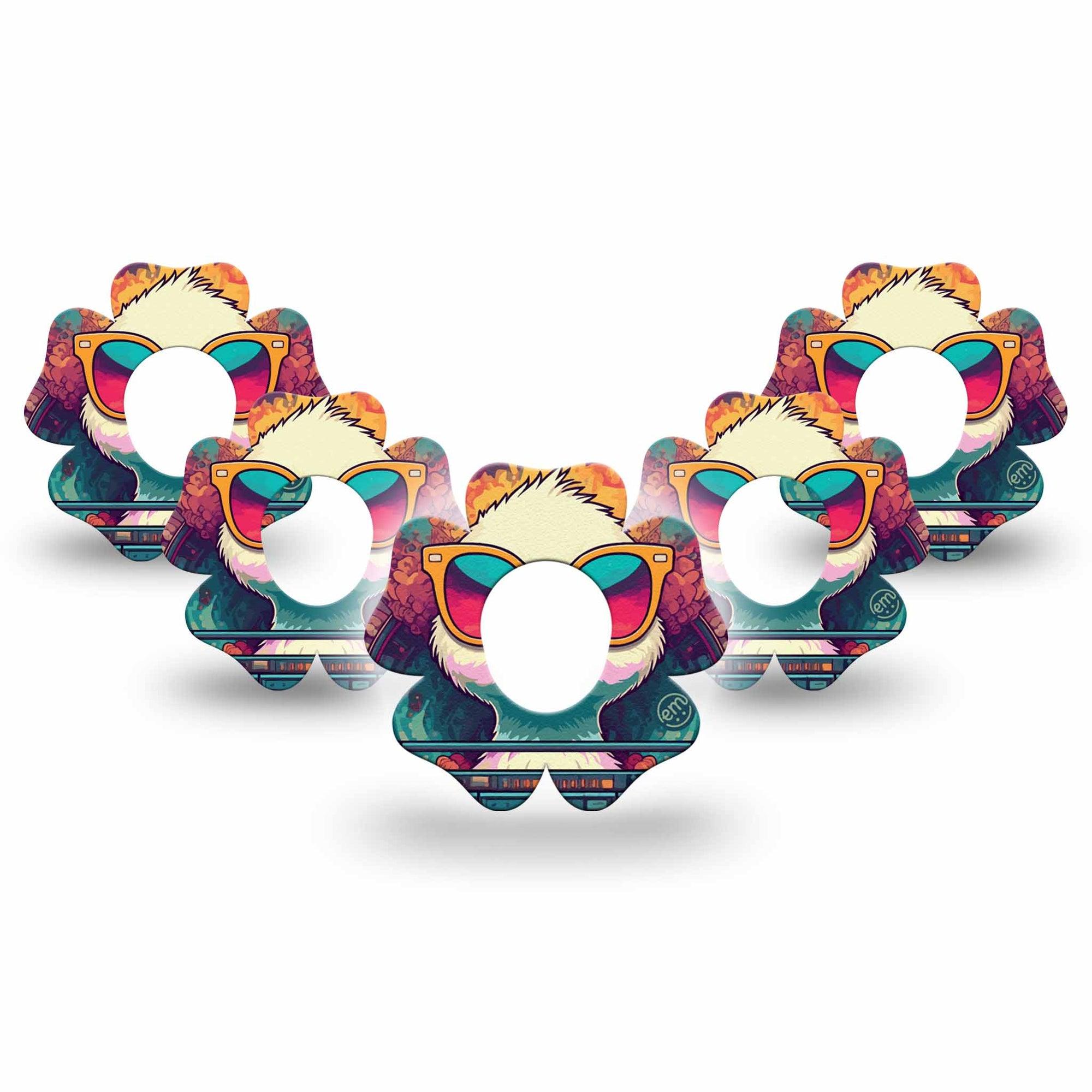 ExpressionMed Rad Duck Dexcom G7 Flower Shape Tape, Dexcom Stelo Glucose Biosensor System, 5-Pack Tape Cool Duck, Adhesive Tape CGM Design