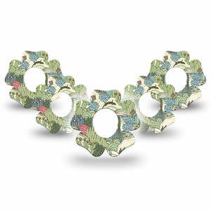 ExpressionMed Cactus Dexcom G7 Flower Shape Tape, Dexcom Stelo Glucose Biosensor System, 5-Pack Tape Green Teal Cactus Plants And Flowers, Adhesive Tape CGM Design