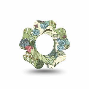 ExpressionMed Cactus Dexcom G7 Flower Shape Tape, Dexcom Stelo Glucose Biosensor System, Single Tape Prickly Pear Cactus Florals, Adhesive Tape CGM Design