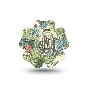 ExpressionMed Cactus Dexcom G7 Flower Shape Tape, Dexcom Stelo Glucose Biosensor System, Single Tape and Single Sticker Desert Canyon Florals, Adhesive Tape CGM Design