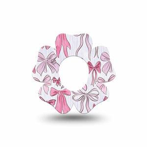 ExpressionMed Bows and Ribbons Dexcom G7 Flower Shape Tape, Dexcom Stelo Glucose Biosensor System, Single Tape Pink Ribbon Bows, Adhesive Tape CGM Design