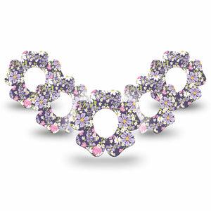 ExpressionMed Purple and Pink Flowers Dexcom G7 Flower Shape Tape, Dexcom Stelo Glucose Biosensor System, 5-Pack Tape Girly Lavender Pink Flower Print, Plaster CGM Design