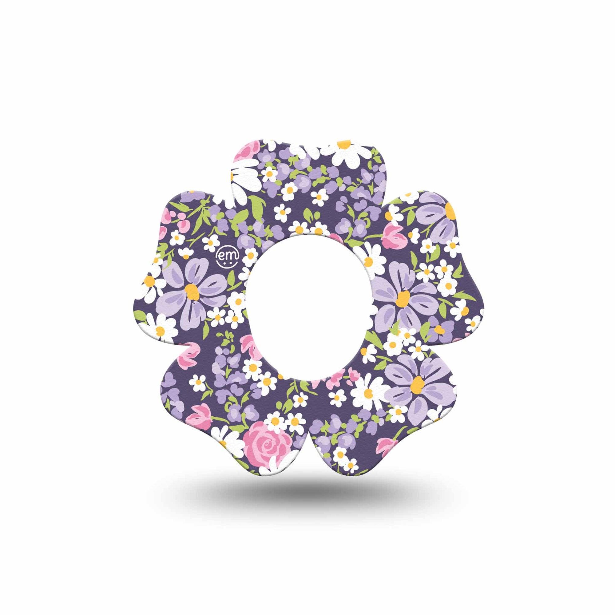 ExpressionMed Purple and Pink Flowers Dexcom G7 Flower Shape Tape, Dexcom Stelo Glucose Biosensor System, Single Tape Daisy Rose Garden, Plaster CGM Design