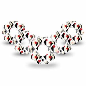 ExpressionMed Playing Cards Dexcom G7 Flower Shape Tape, Dexcom Stelo Glucose Biosensor System, 5-Pack Tape Classic French Playing Cards, Adhesive Tape CGM Design