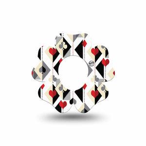 ExpressionMed Playing Cards Dexcom G7 Flower Shape Tape, Dexcom Stelo Glucose Biosensor System, Single Tape Card Game Inspired Pattern, Plaster CGM Design