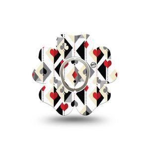 ExpressionMed Playing Cards Dexcom G7 Flower Shape Tape, Dexcom Stelo Glucose Biosensor System, Single Tape and Single Sticker Classic French Playing Cards, Adhesive Tape CGM Design