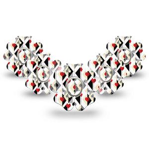 ExpressionMed Playing Cards Dexcom G7 Flower Shape Tape, Dexcom Stelo Glucose Biosensor System, 5-Pack Tape and 5-Pack Sticker Card Game Inspired Pattern, Plaster CGM Design