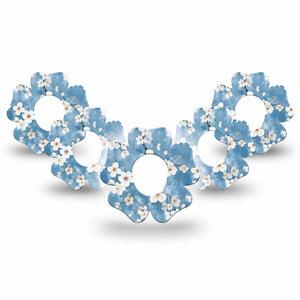 ExpressionMed Cherry Blossom Dexcom G7 Flower Shape Tape, Dexcom Stelo Glucose Biosensor System, 5-Pack Tape Dainty White Blossoms, Plaster CGM Design