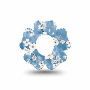 ExpressionMed Cherry Blossom Dexcom G7 Flower Shape Tape, Dexcom Stelo Glucose Biosensor System, Single Tape Dainty White Blossoms, Plaster CGM Design