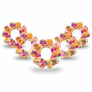 ExpressionMed Retro Brush Stroke Dexcom G7 Flower Shape Tape, Dexcom Stelo Glucose Biosensor System, 5-Pack Tape Jewel-Toned Paint Strokes, Plaster CGM Design