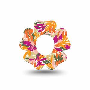 ExpressionMed Retro Brush Stroke Dexcom G7 Flower Shape Tape, Dexcom Stelo Glucose Biosensor System, Single Tape Spring Plant-Inspired Art, Plaster CGM Design