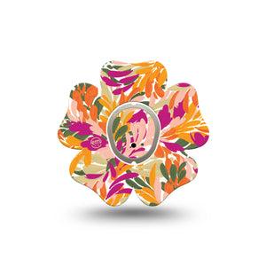 ExpressionMed Retro Brush Stroke Dexcom G7 Flower Shape Tape, Dexcom Stelo Glucose Biosensor System, Single Tape and Single Sticker Vivid-Toned Painted Stroke, Plaster CGM Design