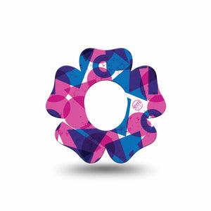 ExpressionMed Violet Vortex Dexcom G7 Flower Shape Tape, Dexcom Stelo Glucose Biosensor System, Single Tape Purple Blue Basic Shape Print, Plaster CGM Design