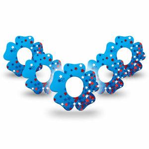 ExpressionMed Confetti Stars Dexcom G7 Flower Shape Tape, Dexcom Stelo Glucose Biosensor System, 5-Pack Tape Sprinkle Of American Stars, Plaster CGM Design