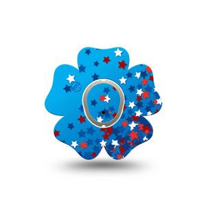 ExpressionMed Confetti Stars Dexcom G7 Flower Shape Tape, Dexcom Stelo Glucose Biosensor System, Single Tape and Single Sticker Sprinkle Of American Stars, Plaster CGM Design