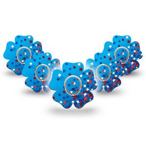 ExpressionMed Confetti Stars Dexcom G7 Flower Shape Tape, Dexcom Stelo Glucose Biosensor System, 5-Pack Tape and 5-Pack Sticker Summer Fun Confetti, Adhesive Tape CGM Design