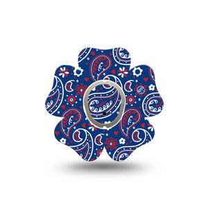 ExpressionMed Independence Paisley Dexcom G7 Flower Shape Tape, Dexcom Stelo Glucose Biosensor System, Single Tape and Single Sticker Fourth of July Ornamental Pattern, Plaster CGM Design