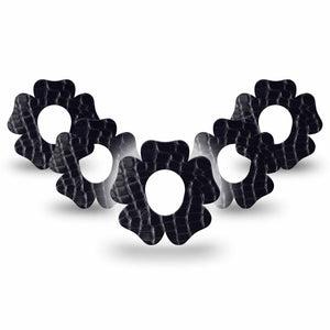 ExpressionMed Black Aligator Skin Dexcom G7 Flower Shape Tape, Dexcom Stelo Glucose Biosensor System, 5-Pack Tape Black Gator Print, Plaster CGM Design