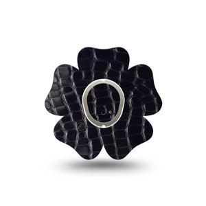 ExpressionMed Black Aligator Skin Dexcom G7 Flower Shape Tape, Dexcom Stelo Glucose Biosensor System, Single Tape and Single Sticker Sleek Looking Animal Print, Plaster CGM Design