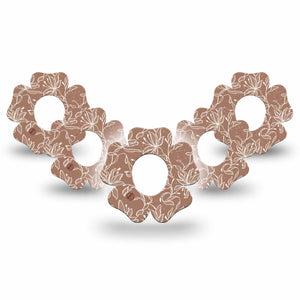 ExpressionMed Mocha Mousse Lace Dexcom G7 Flower Shape Tape, Dexcom Stelo Glucose Biosensor System, 5-Pack Tape Pantone-Inspired Florals, Plaster CGM Design