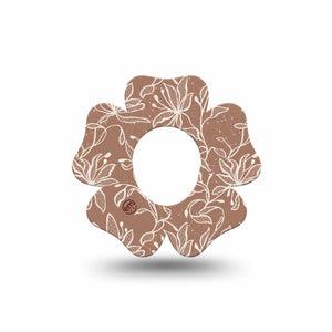 ExpressionMed Mocha Mousse Lace Dexcom G7 Flower Shape Tape, Dexcom Stelo Glucose Biosensor System, Single Tape Delicate Floral Pattern, Plaster CGM Design