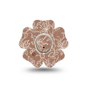 ExpressionMed Mocha Mousse Lace Dexcom G7 Flower Shape Tape, Dexcom Stelo Glucose Biosensor System, Single Tape and Single Sticker Delicate Floral Pattern, Plaster CGM Design
