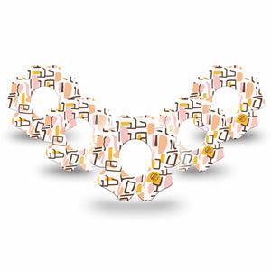 ExpressionMed Squiggles Dexcom G7 Flower Shape Tape, Dexcom Stelo Glucose Biosensor System, 5-Pack Tape Soft Pastel Geometric, Plaster CGM Design