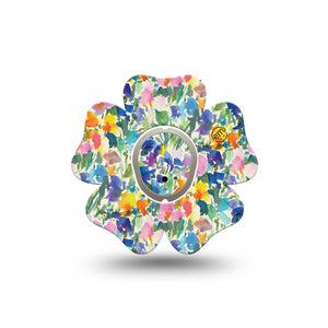 ExpressionMed Summer Fling Dexcom G7 Flower Shape Tape, Dexcom Stelo Glucose Biosensor System, Single Tape and Single Sticker Airy Vibe Flowers, Plaster CGM Design