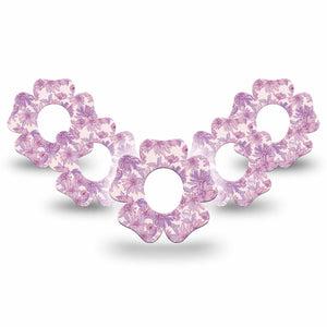 ExpressionMed Purple Daisy Dexcom G7 Flower Shape Tape, Dexcom Stelo Glucose Biosensor System, 5-Pack Tape Summer Purple Flowers, Plaster CGM Design