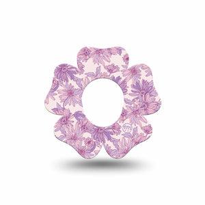 ExpressionMed Purple Daisy Dexcom G7 Flower Shape Tape, Dexcom Stelo Glucose Biosensor System, Single Tape Summer Purple Flowers, Plaster CGM Design