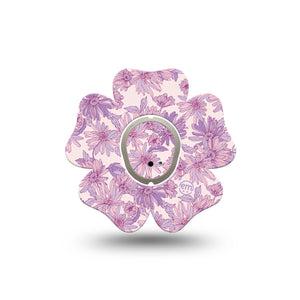 ExpressionMed Purple Daisy Dexcom G7 Flower Shape Tape, Dexcom Stelo Glucose Biosensor System, Single Tape and Single Sticker Summer Purple Flowers, Plaster CGM Design