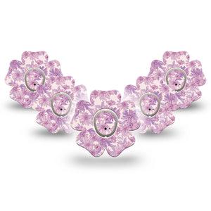 ExpressionMed Purple Daisy Dexcom G7 Flower Shape Tape, Dexcom Stelo Glucose Biosensor System, 5-Pack Tape and 5-Pack Sticker Summer Purple Flowers, Plaster CGM Design