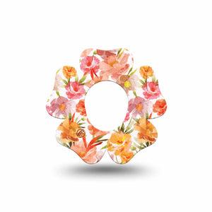 ExpressionMed Peach Dusk Dexcom G7 Flower Shape Tape, Dexcom Stelo Glucose Biosensor System, Single Tape Delicate Floral Pattern, Plaster CGM Design