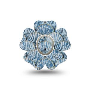 ExpressionMed Seashells Dexcom G7 Flower Shape Tape, Dexcom Stelo Glucose Biosensor System, Single Tape and Single Sticker Summertime Sea Shells, Plaster CGM Design
