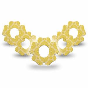 ExpressionMed Yellow Sundress Dexcom G7 Flower Shape Tape, Dexcom Stelo Glucose Biosensor System, 5-Pack Tape Beaming Gold Shapes, Plaster CGM Design
