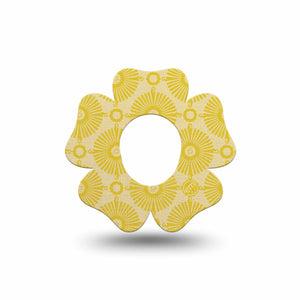 ExpressionMed Yellow Sundress Dexcom G7 Flower Shape Tape, Dexcom Stelo Glucose Biosensor System, Single Tape Beaming Gold Shapes, Plaster CGM Design