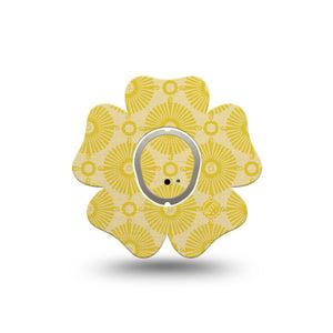 ExpressionMed Yellow Sundress Dexcom G7 Flower Shape Tape, Dexcom Stelo Glucose Biosensor System, Single Tape and Single Sticker Beaming Gold Shapes, Plaster CGM Design