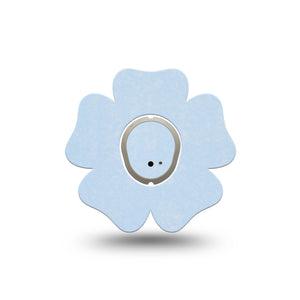 ExpressionMed Light Wash Jeans Dexcom G7 Flower Shape Tape, Dexcom Stelo Glucose Biosensor System, Single Tape and Single Sticker Pantone 2707 U, Plaster CGM Design